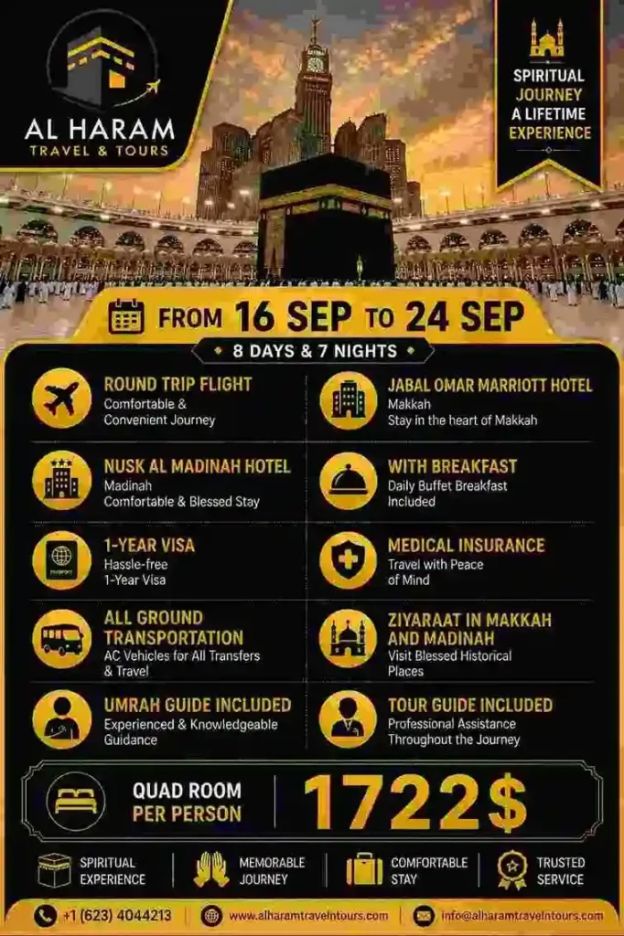Book Affordable September Umrah Packages from the USA